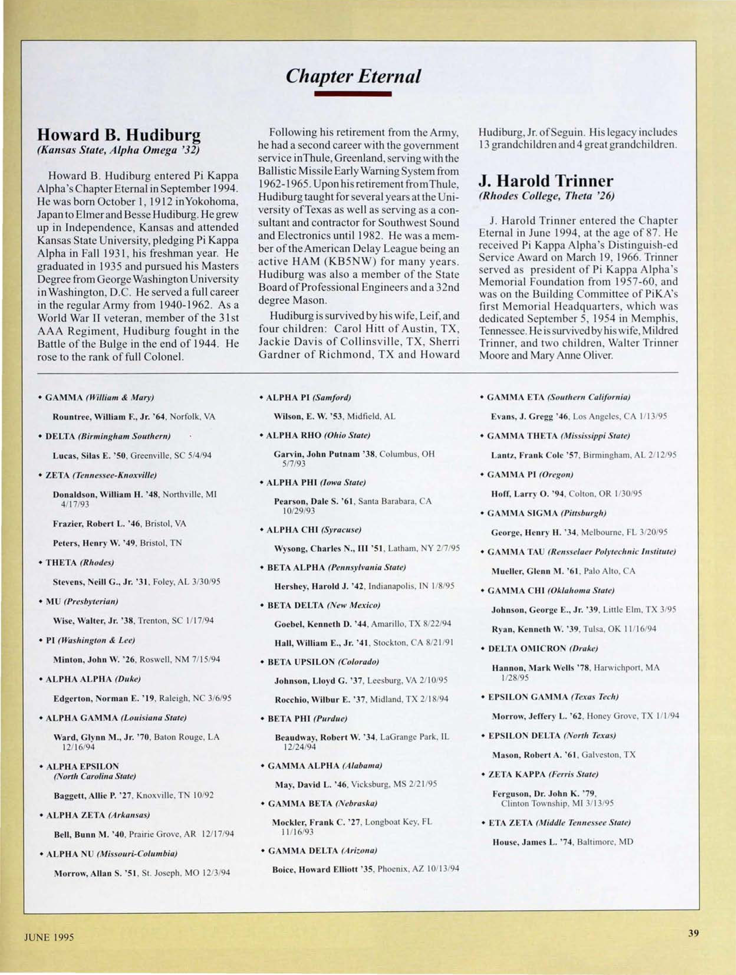 Chapter Eternal, June 1995